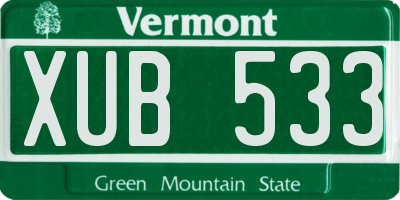 VT license plate XUB533