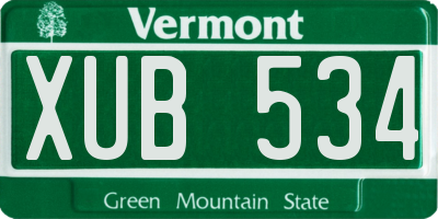 VT license plate XUB534