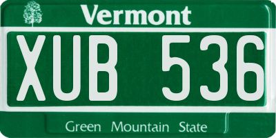 VT license plate XUB536