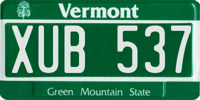 VT license plate XUB537