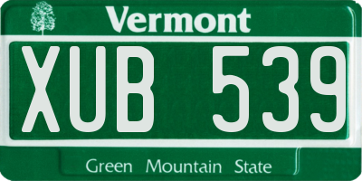 VT license plate XUB539