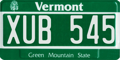 VT license plate XUB545