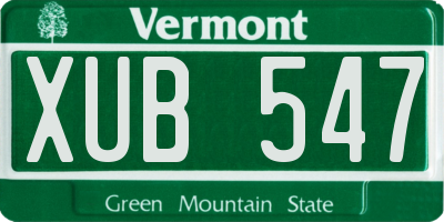 VT license plate XUB547