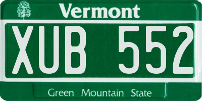 VT license plate XUB552