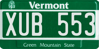 VT license plate XUB553