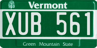 VT license plate XUB561