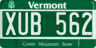 VT license plate XUB562