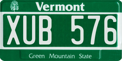 VT license plate XUB576