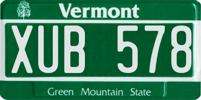 VT license plate XUB578