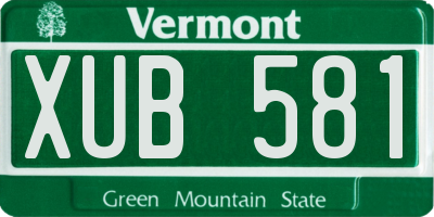 VT license plate XUB581