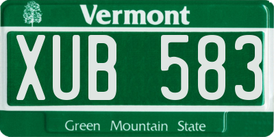 VT license plate XUB583