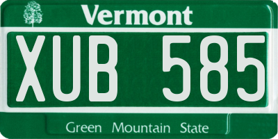 VT license plate XUB585