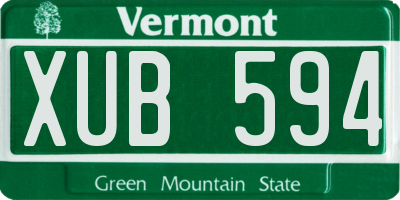 VT license plate XUB594