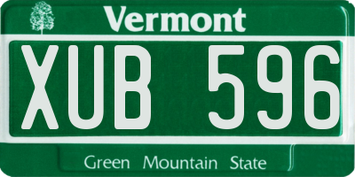VT license plate XUB596