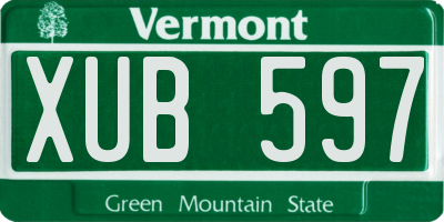 VT license plate XUB597