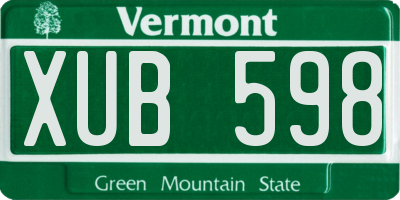 VT license plate XUB598