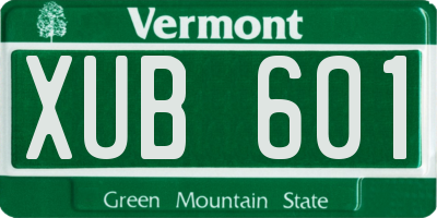 VT license plate XUB601