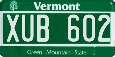 VT license plate XUB602