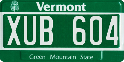 VT license plate XUB604