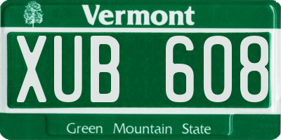 VT license plate XUB608