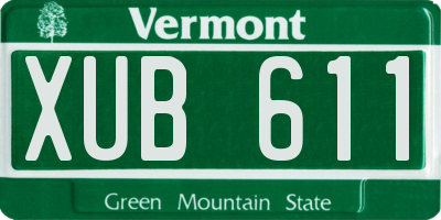 VT license plate XUB611