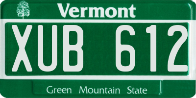 VT license plate XUB612
