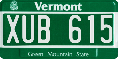 VT license plate XUB615
