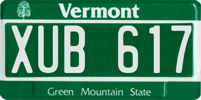 VT license plate XUB617