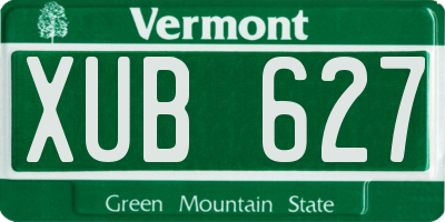 VT license plate XUB627