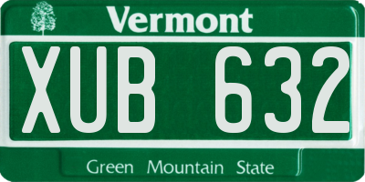 VT license plate XUB632