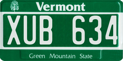 VT license plate XUB634