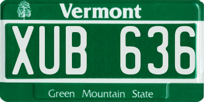 VT license plate XUB636