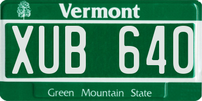 VT license plate XUB640