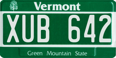 VT license plate XUB642