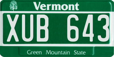 VT license plate XUB643