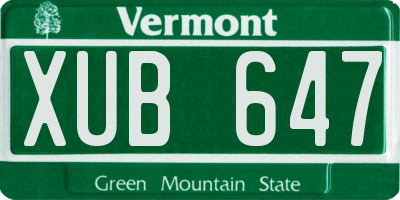 VT license plate XUB647