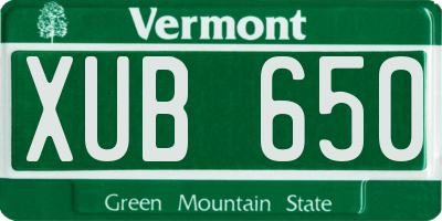 VT license plate XUB650