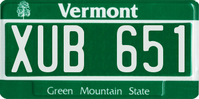 VT license plate XUB651