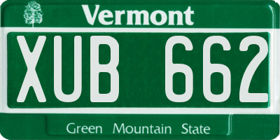 VT license plate XUB662
