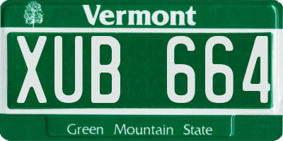 VT license plate XUB664