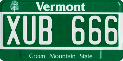 VT license plate XUB666