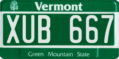 VT license plate XUB667