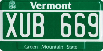 VT license plate XUB669
