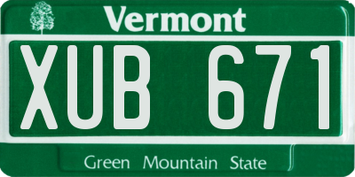 VT license plate XUB671