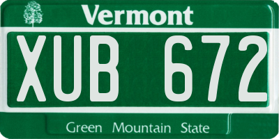VT license plate XUB672