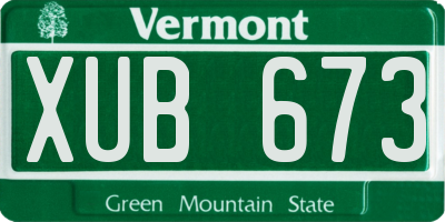 VT license plate XUB673