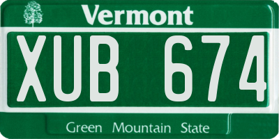 VT license plate XUB674