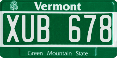 VT license plate XUB678