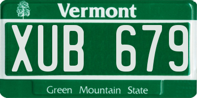 VT license plate XUB679