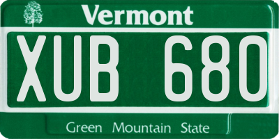 VT license plate XUB680